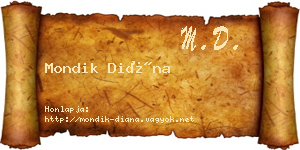 Mondik Diána névjegykártya